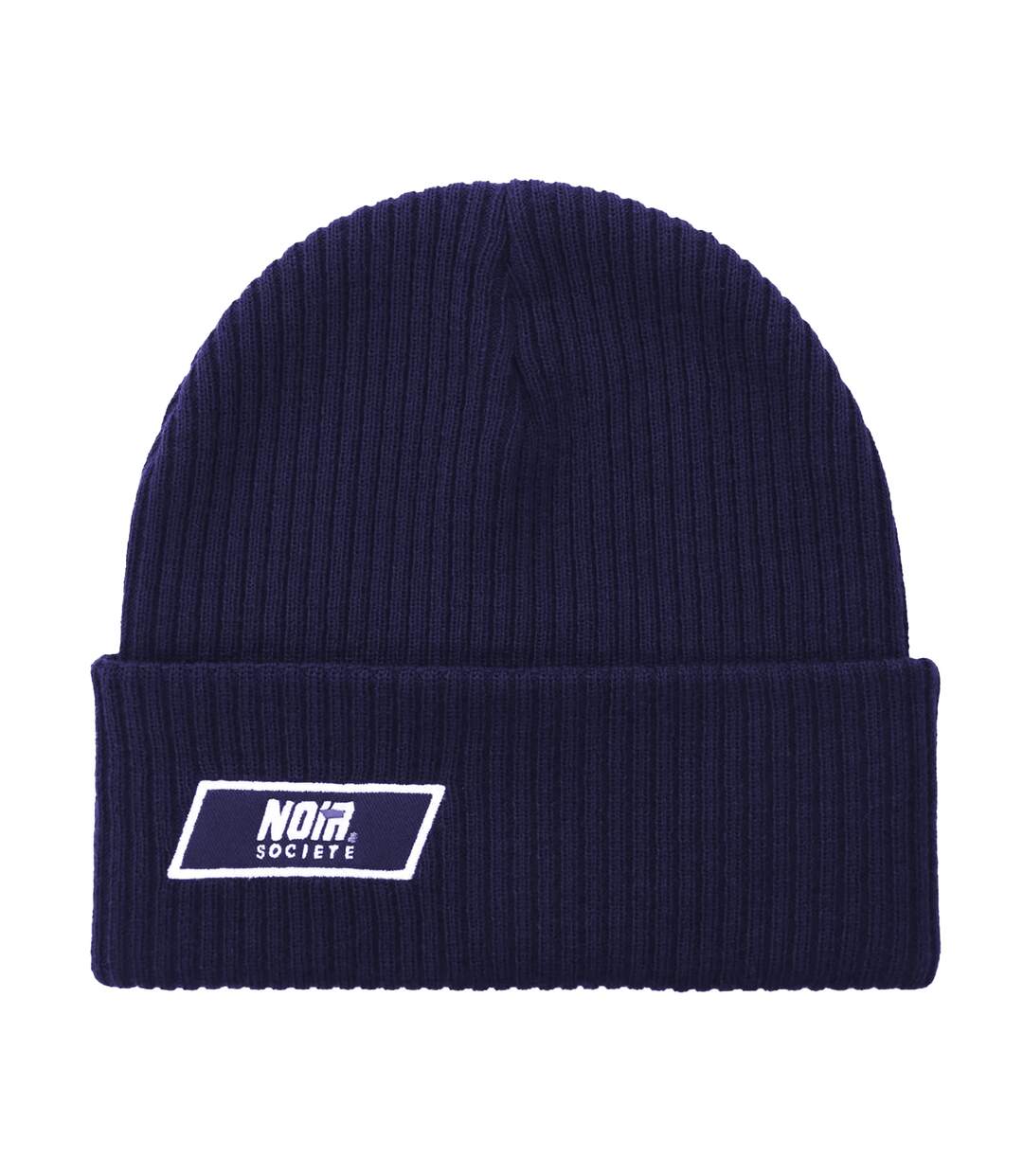 Unisex Adult Ribbed Winter Beanie Navy White Societe Noir-1