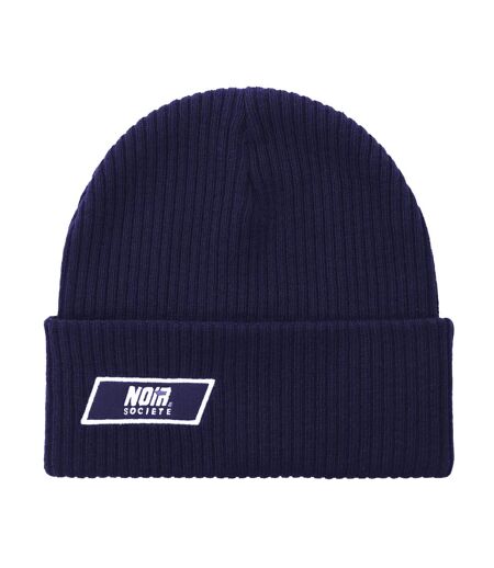 Unisex Adult Ribbed Winter Beanie Navy White Societe Noir