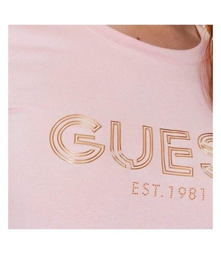 T-shirt Rose Femme Guess Bold - L