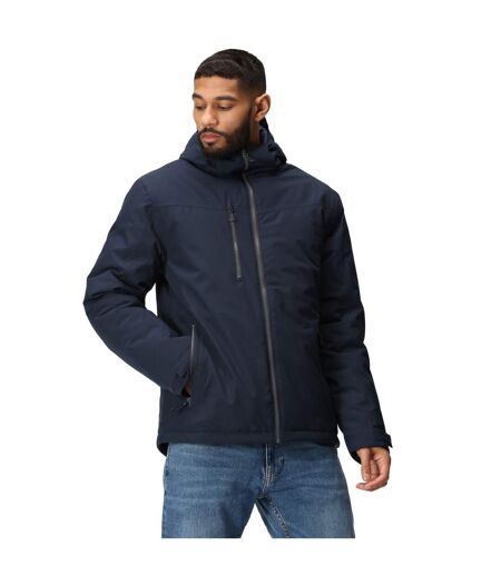 Veste Imperméable Isolante À Capuche Navigate Homme Bleu Marine Gris Foncé Regatta