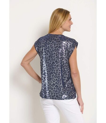 T-shirt sans manches motif léopard métallisé