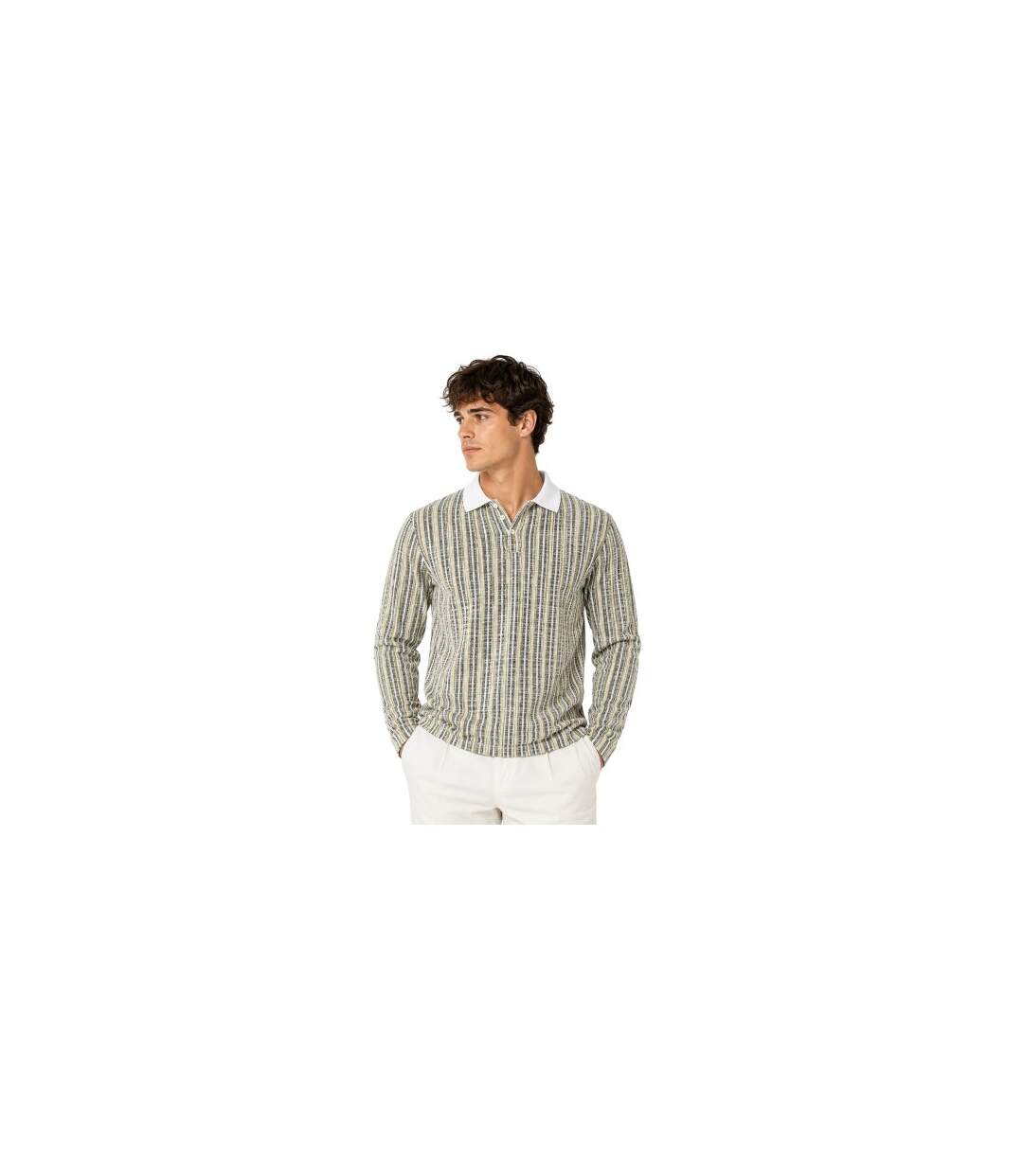 Polo Hiver Motif/style À Rayures Homme Blanc Cassé Jack And Jones-1