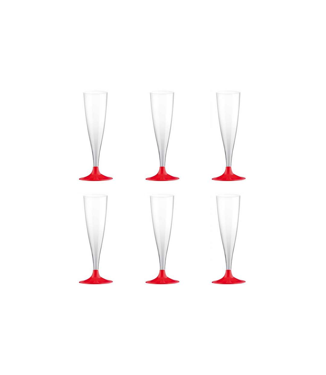 Lot de 6 Flûtes à Champagne Réutilisable Plastique 14cl Rouge-1