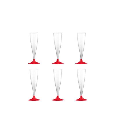 Lot de 6 Flûtes à Champagne Réutilisable Plastique 14cl Rouge