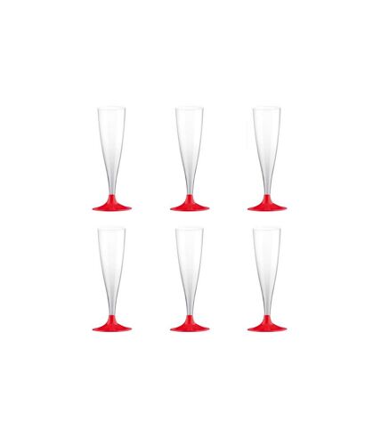 Lot de 6 Flûtes à Champagne Réutilisable Plastique 14cl Rouge