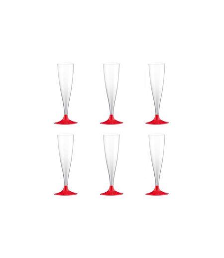 Lot de 6 Flûtes à Champagne Réutilisable Plastique 14cl Rouge