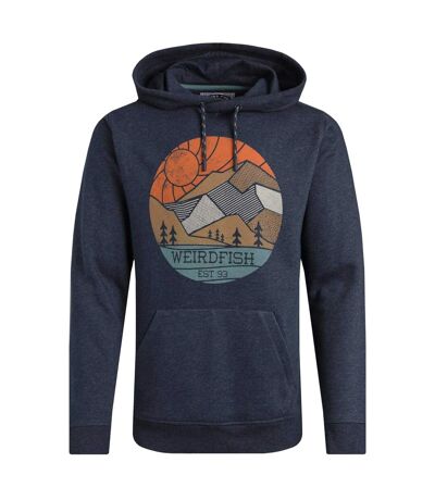 Mens bryant graphic print pull over hoodie dark navy Weird Fish