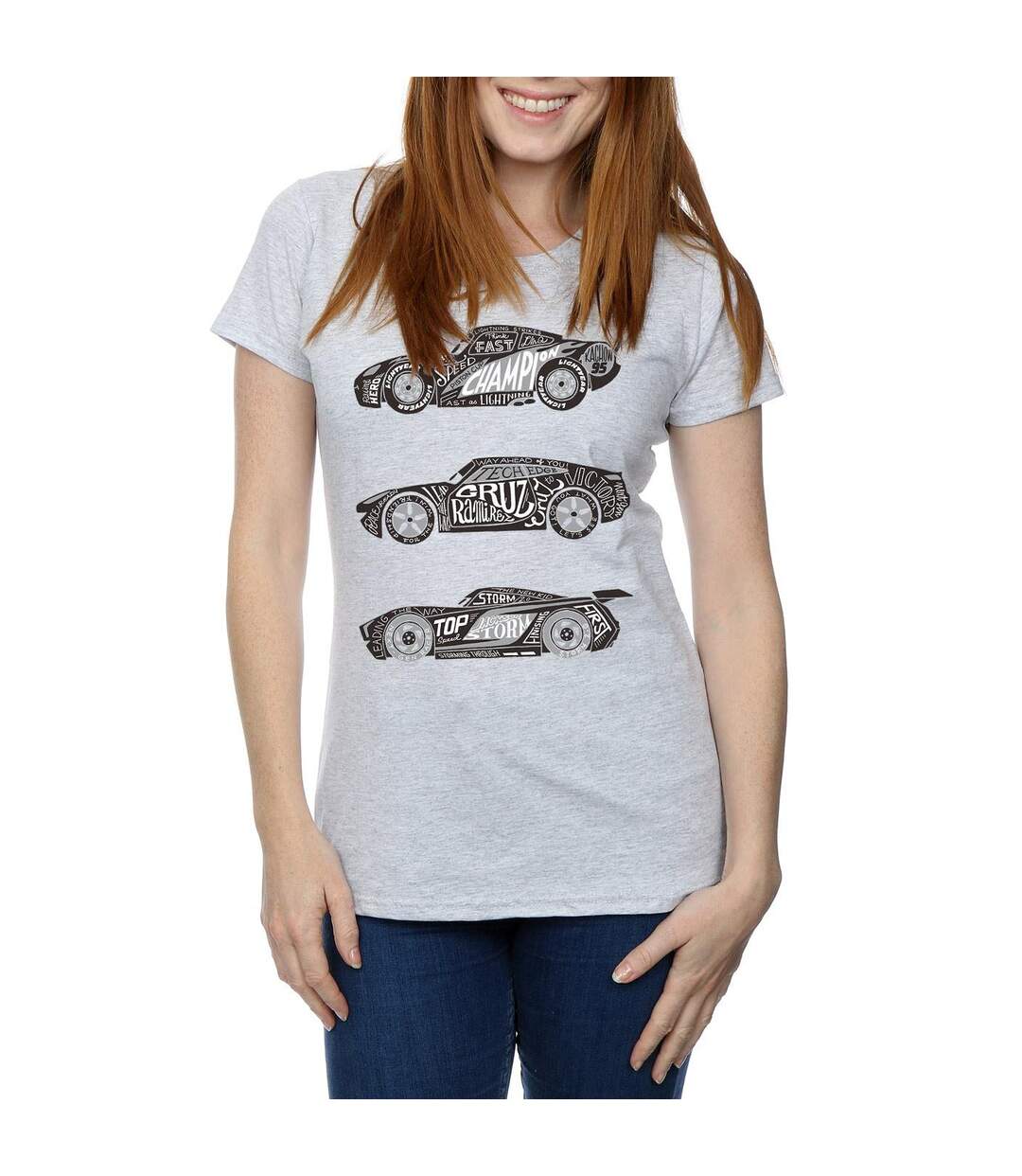 Disney - T-shirt CARS TEXT RACERS - Femme (Gris chiné) - UTBI13953-3