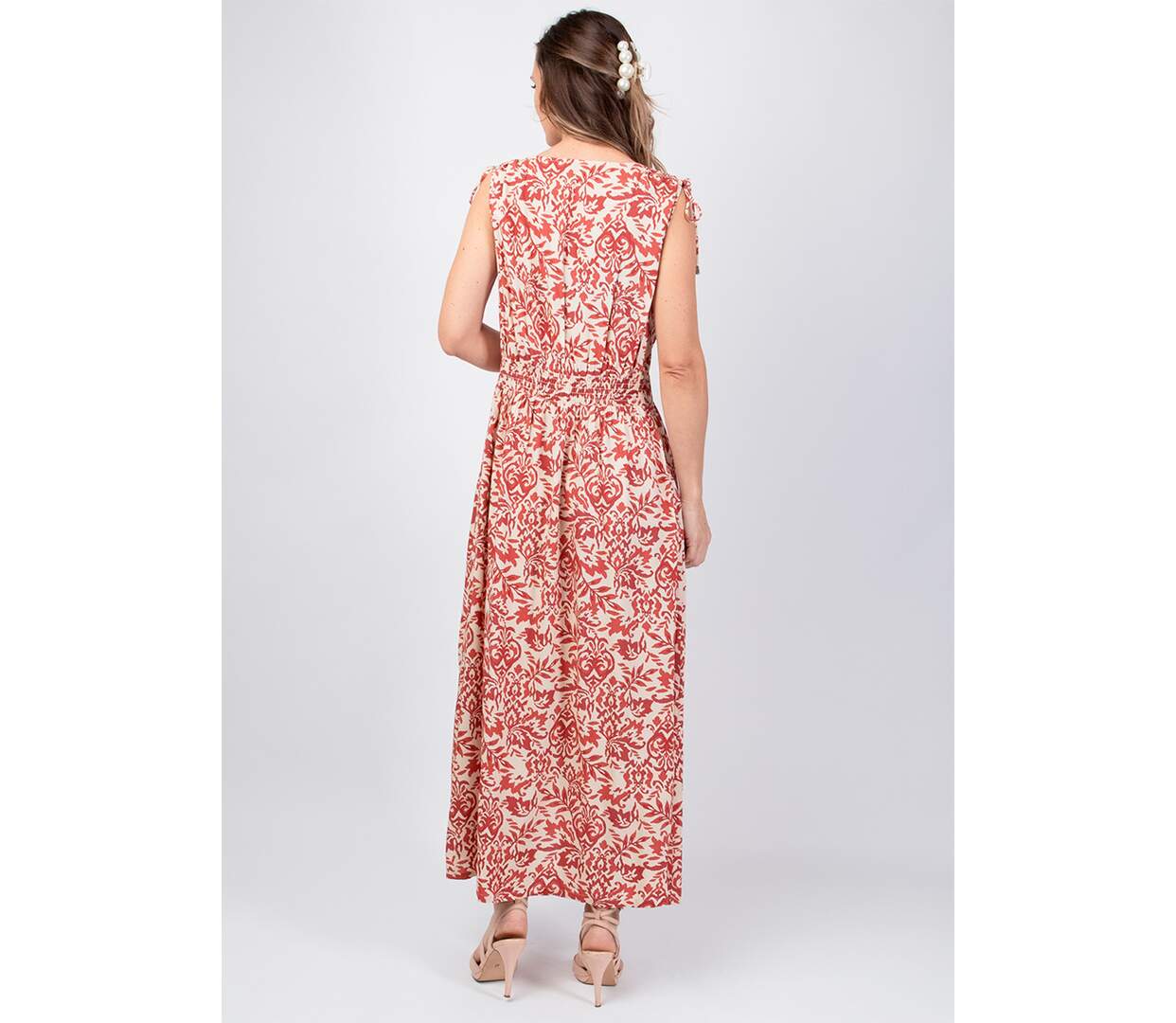 Robe longue sans manches PALOMA motif ethnique baroque Coton Du Monde-4
