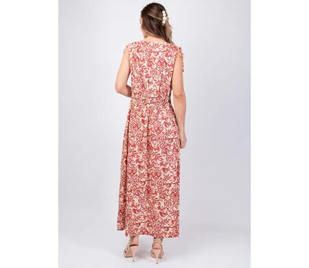 Robe longue sans manches PALOMA motif ethnique baroque Coton Du Monde