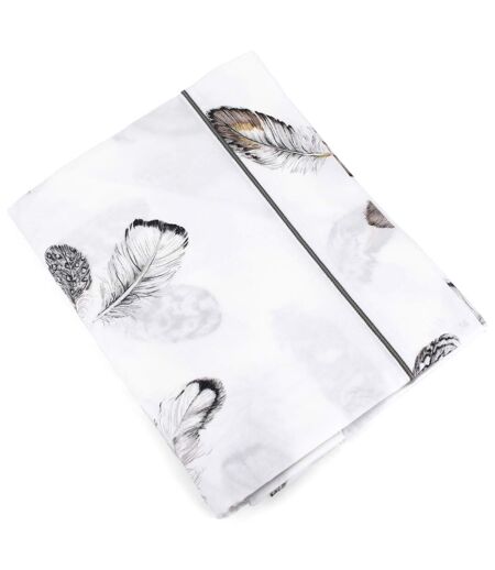Drap plat percale pur coton PLUMES