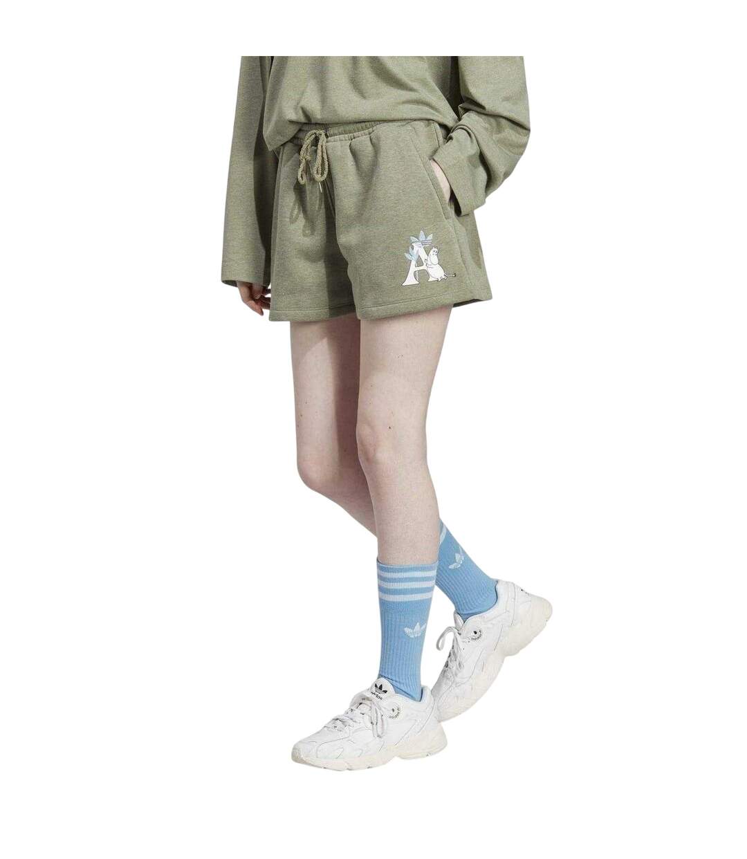 Short De Jogging Motif/style Adidas Femme Vert Moomin-4