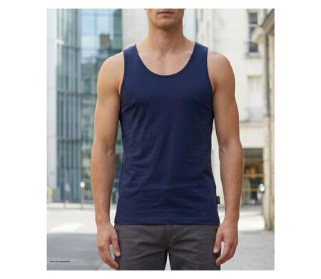 CHALLENGER F105 - Débardeur uni pour homme en pur coton bleu marine : le confort absolu disponible jusqu'au 4XL