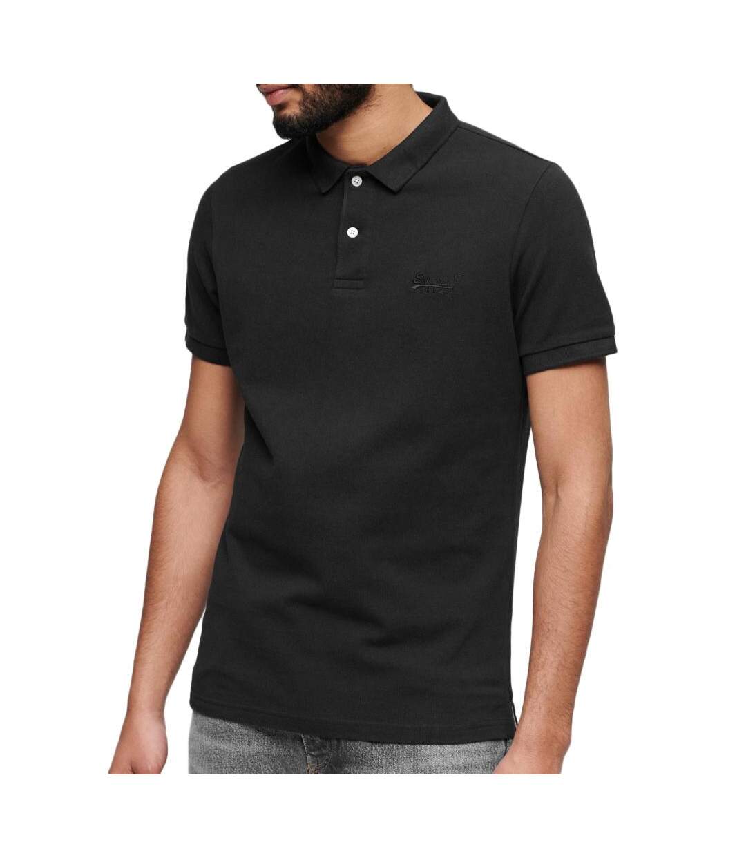 Polo Noir Homme Superdry Classic Piques - XXL-1