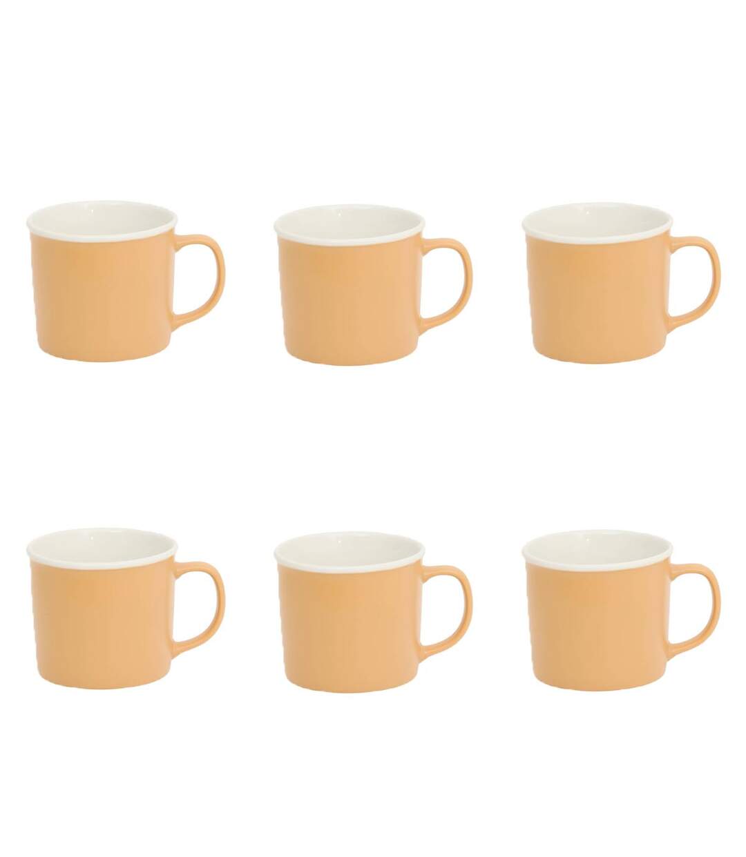 Lot de 6 Mugs en Porcelaine Nature 38cl Ocre-1