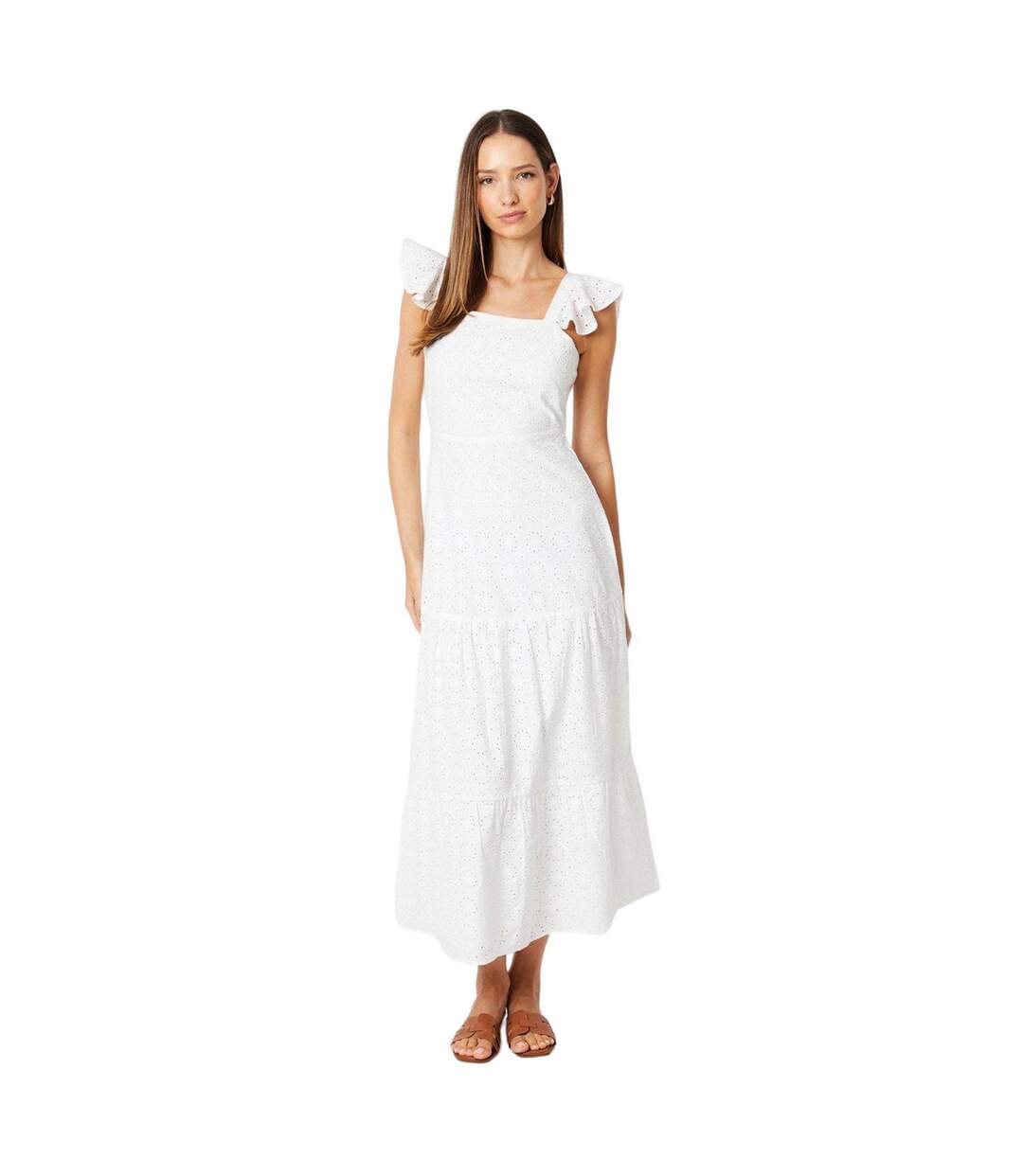 Robe mi-longue femme blanc cassé Dorothy Perkins-1