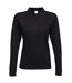 Tee Jays Womens/Ladies Luxury Stretch Long Sleeve Polo Shirt (Black)
