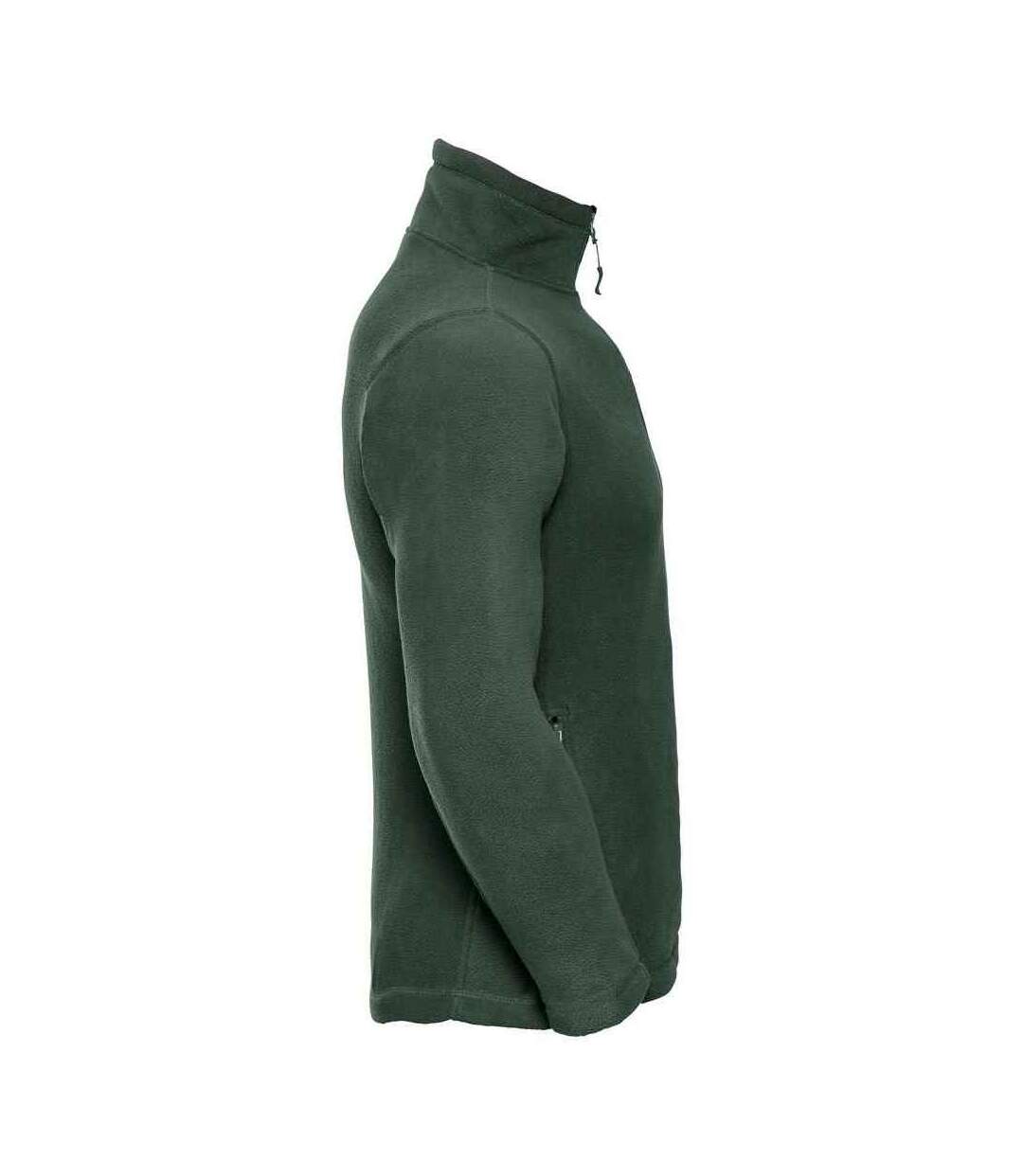 Mens zip neck outdoor fleece top bottle green Russell