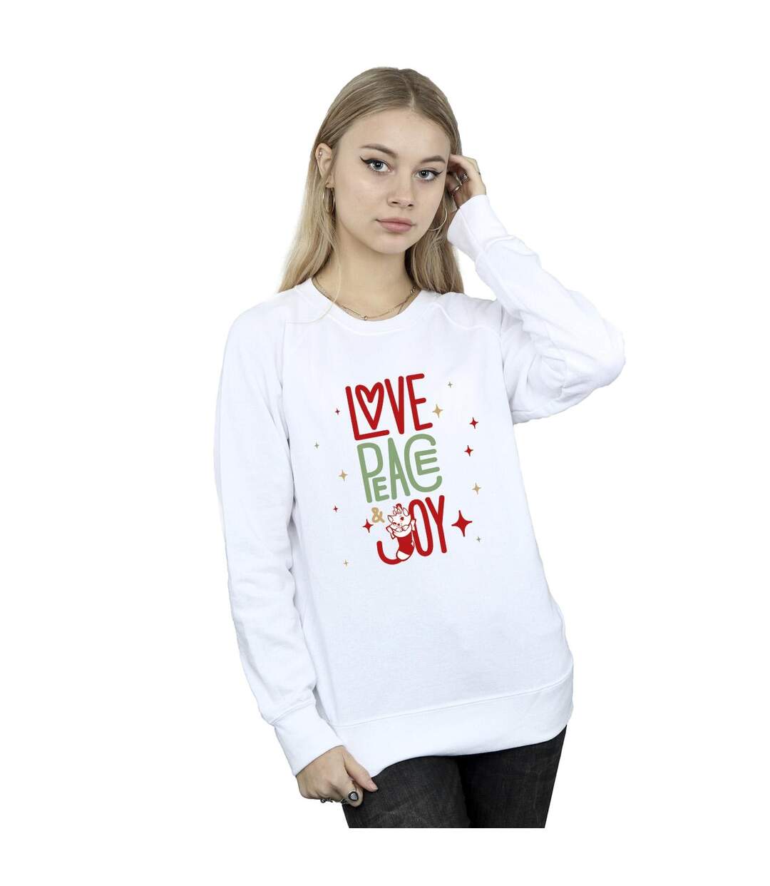 Disney Sweat Womens/Ladies The Aristocats Marie Love Peace Joy (Blanc) - UTBI6901-2