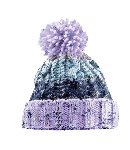 Beechfield Unisex Adults Corkscrew Knitted Pom Pom Beanie Hat (Lavender Fizz)