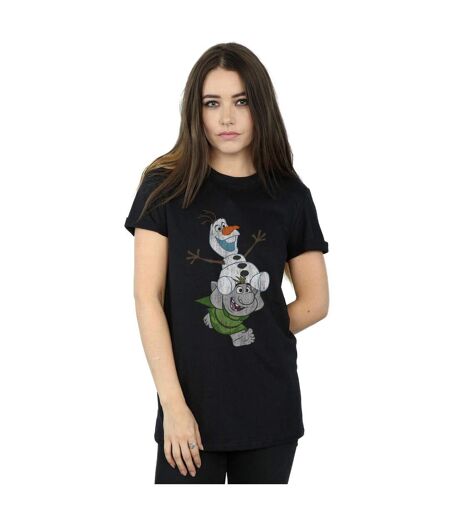 Disney - T-shirt FROZEN OLAF AND TROLL - Femme (Noir) - UTBI24825