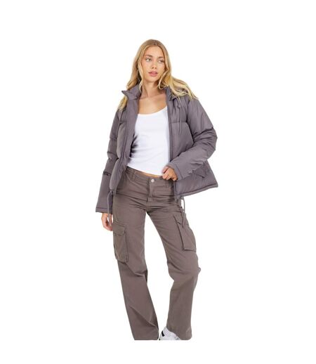 Doudoune À Capuche Motif/style Court Femme Anthracite Brave Soul
