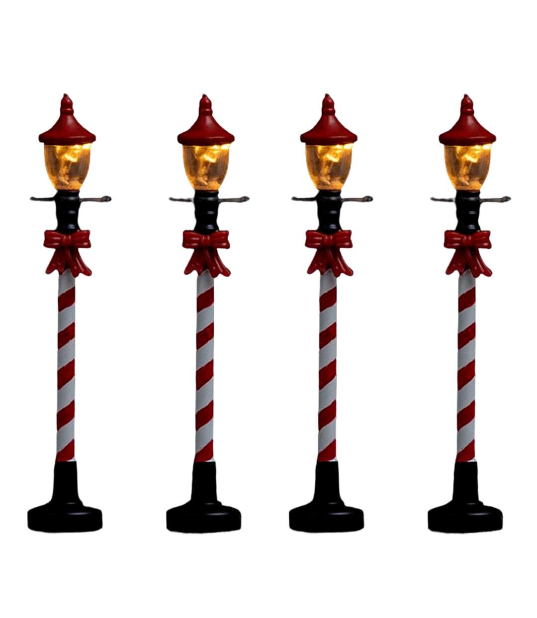 Lot de 4 Lampadaires à Led Village 10cm Rouge-1