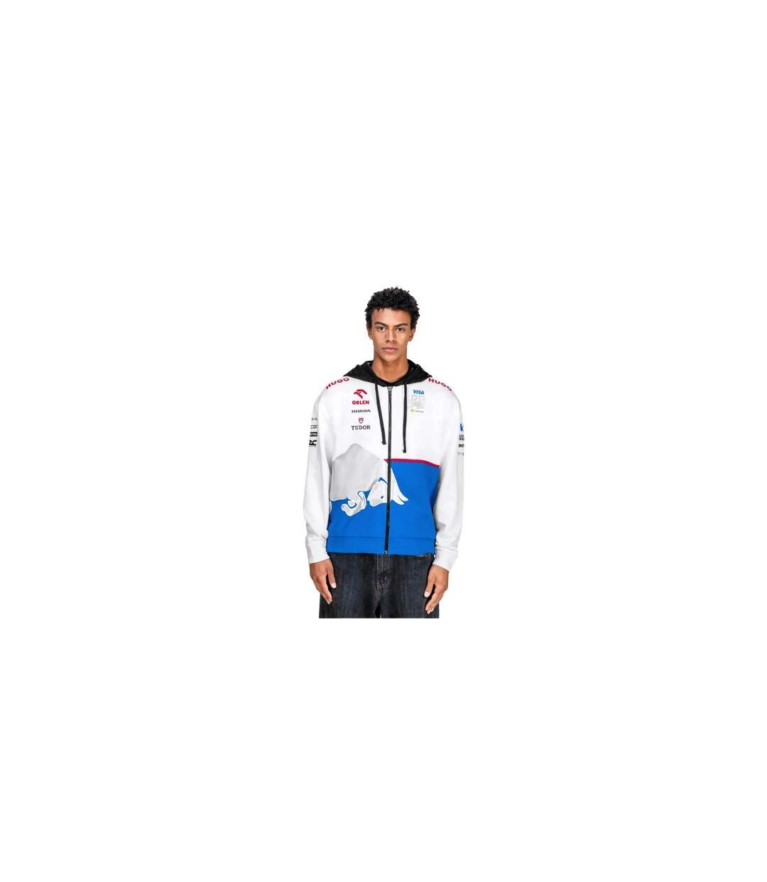 Unisex Adult Racing Bulls Regular Full Zip Hoodie White Hugo-1