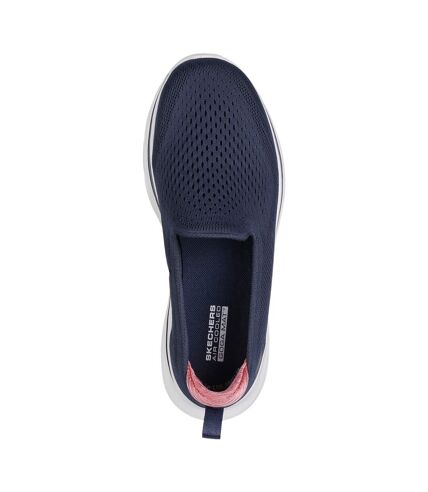 Womens/ladies go walk 7 slip-on trainers navy/coral Skechers