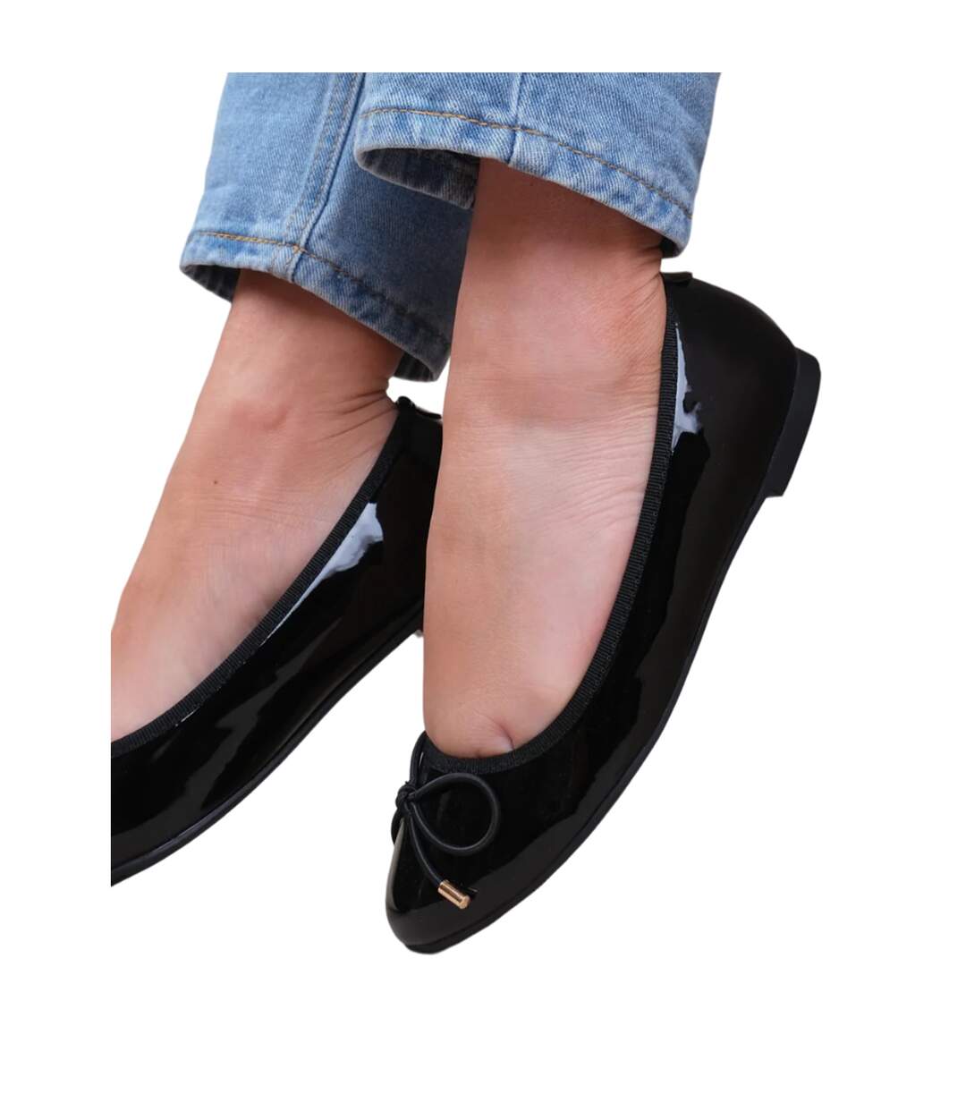 Womens/ladies bexley patent faux leather slip-on flat pumps black Where´s That From