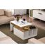 Table basse sur 2 niveaux avec 3 niches de rangement - Blanc et Marron-3