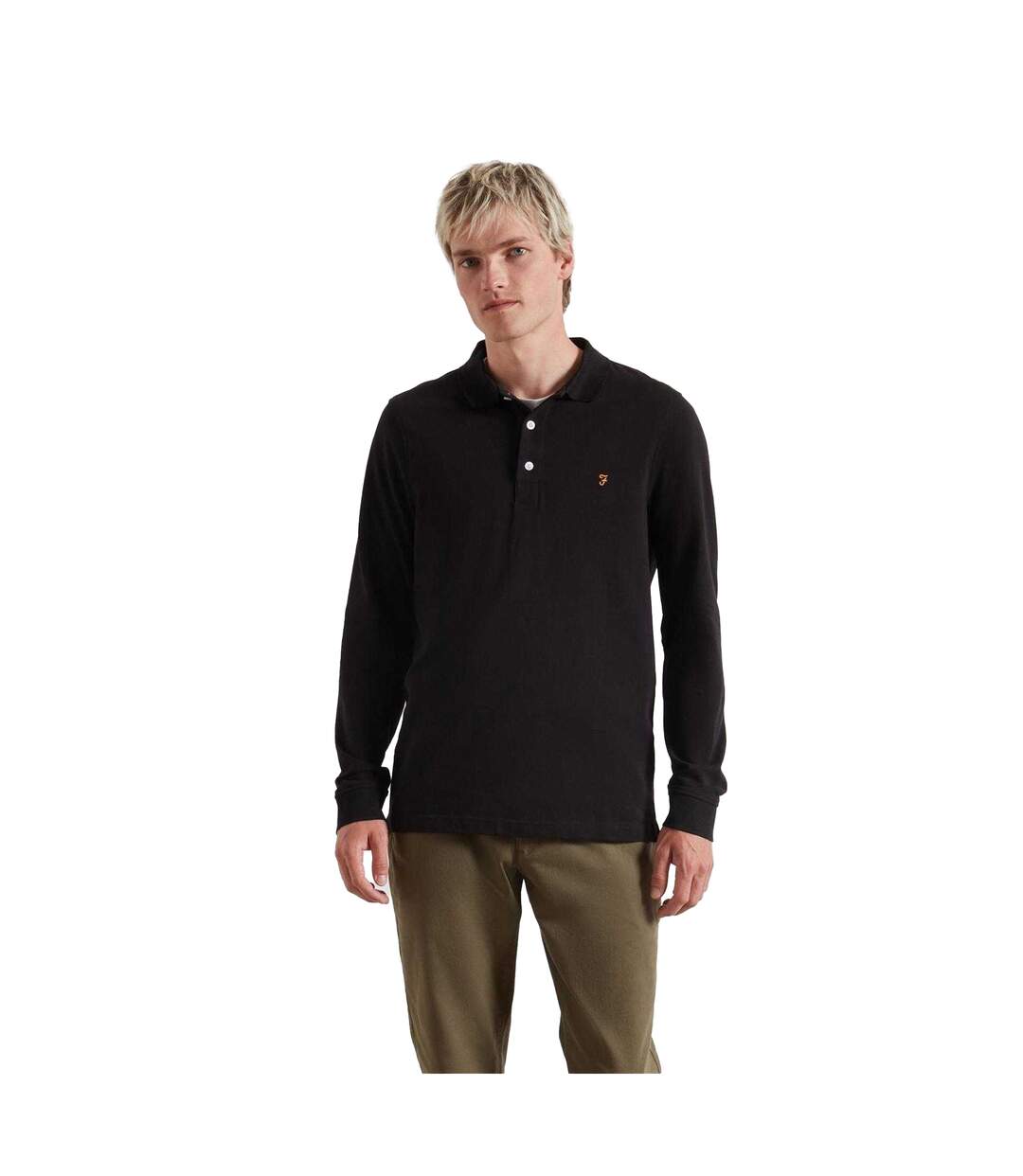 Polo Manches Longues Homme Noir Farah-2