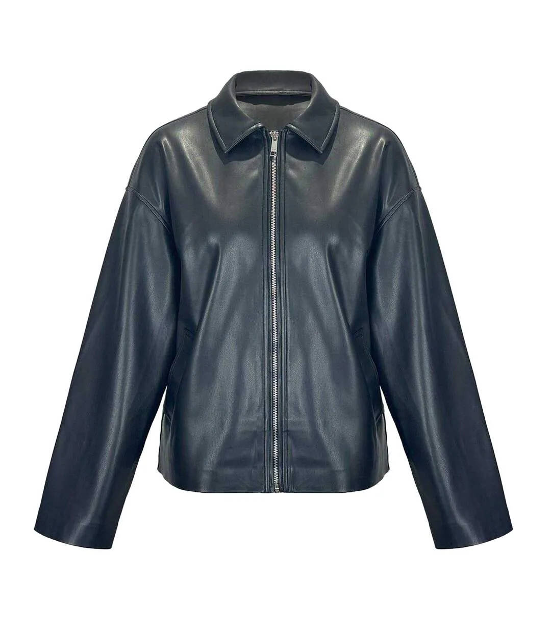 Womens/ladies Faux Leather Bomber Jacket Black Jack Wills-1