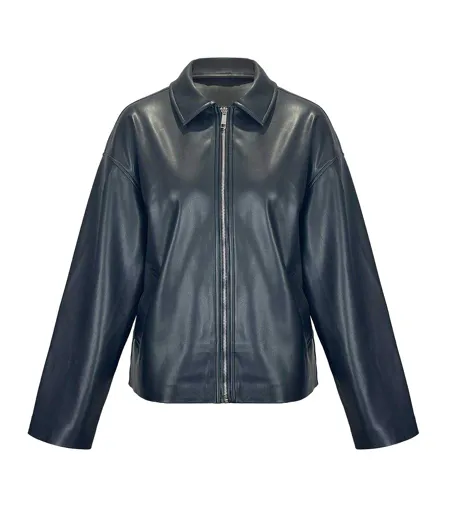 Womens/ladies Faux Leather Bomber Jacket Black Jack Wills