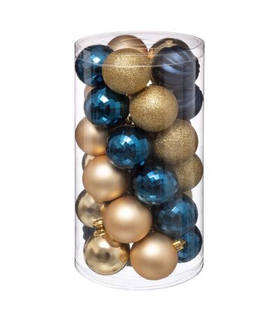 Kit Décoration pour sapin de Noël - 30 Pièces - Bleu et or