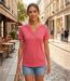 Tee-shirt femme MAYFLOWER TEEF4011A rose : la légèreté du coton flammé au style romantique-5