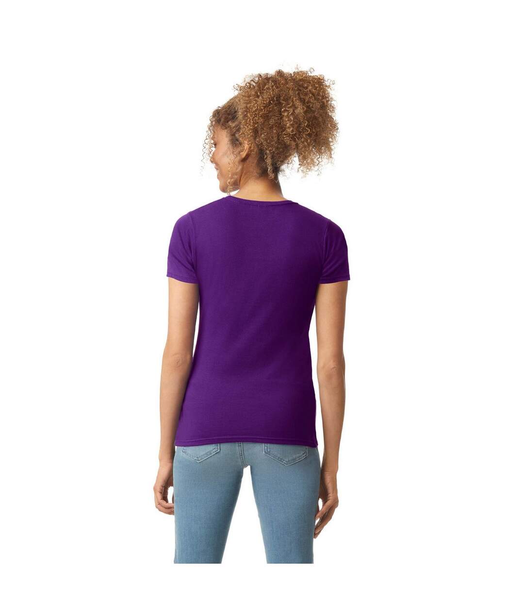 Womens/ladies Softstyle Plain Ringspun Cotton Fitted T-shirt Purple Gildan-2