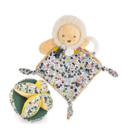 Ensemble balle sensorielle + doudou hochet polyester collection DUO BOH'AIME 2 pièces Lion
