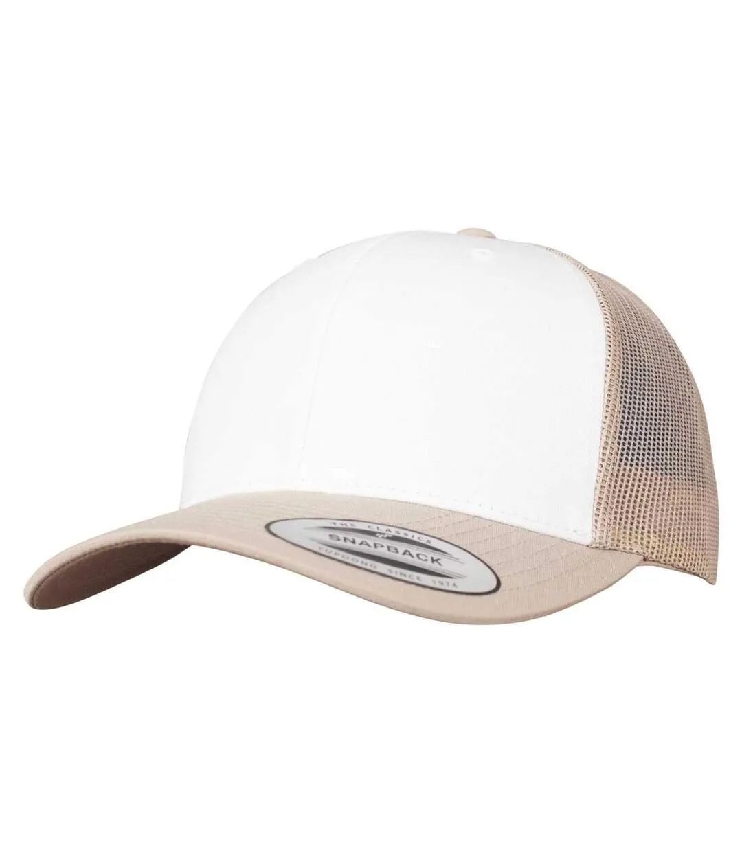 Casquette Trucker Motif/style Rétro Adulte Marron Kaki Blanc Flexfit-1