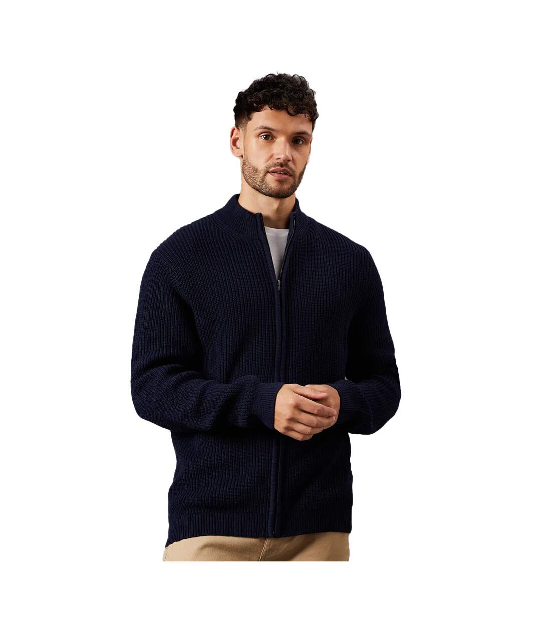 Mens ribbed full zip jacket navy Burton-1
