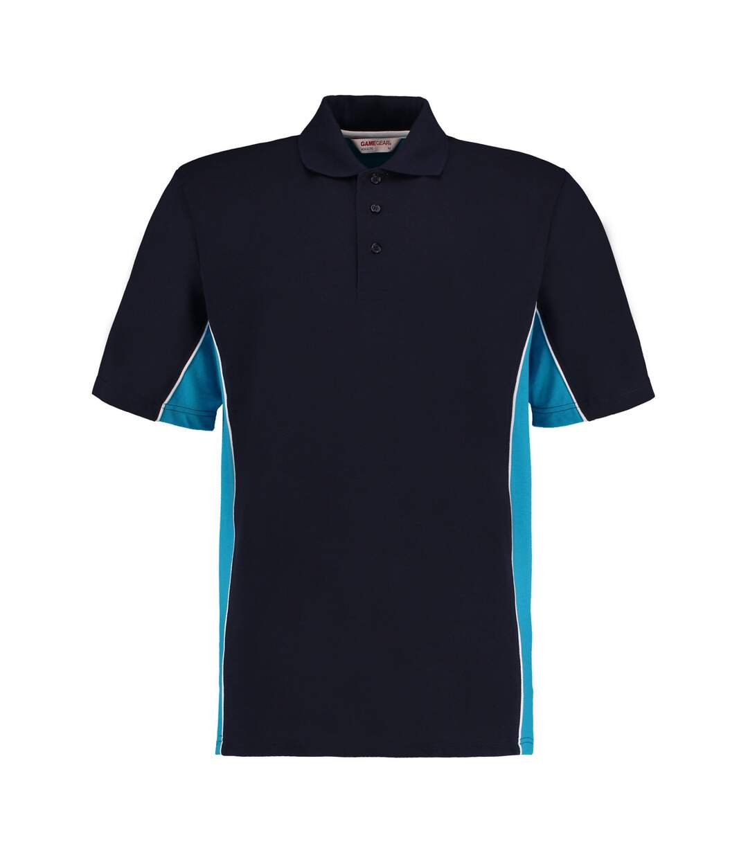 Mens track polycotton pique polo shirt navy/turquoise GAMEGEAR