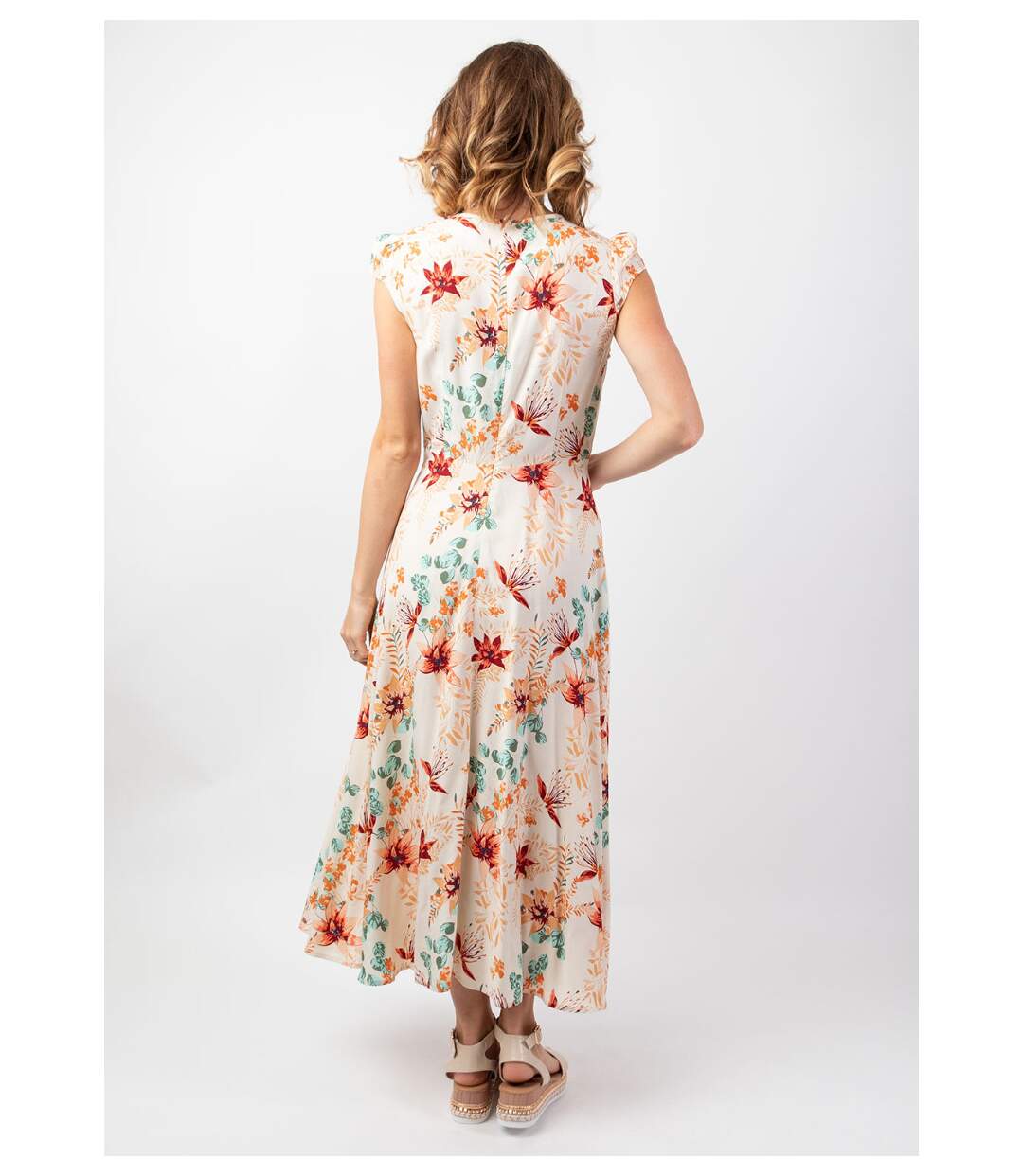 Robe d'été mi-longue LOLITA imprimé fleuri bohème chic Coton Du Monde-4