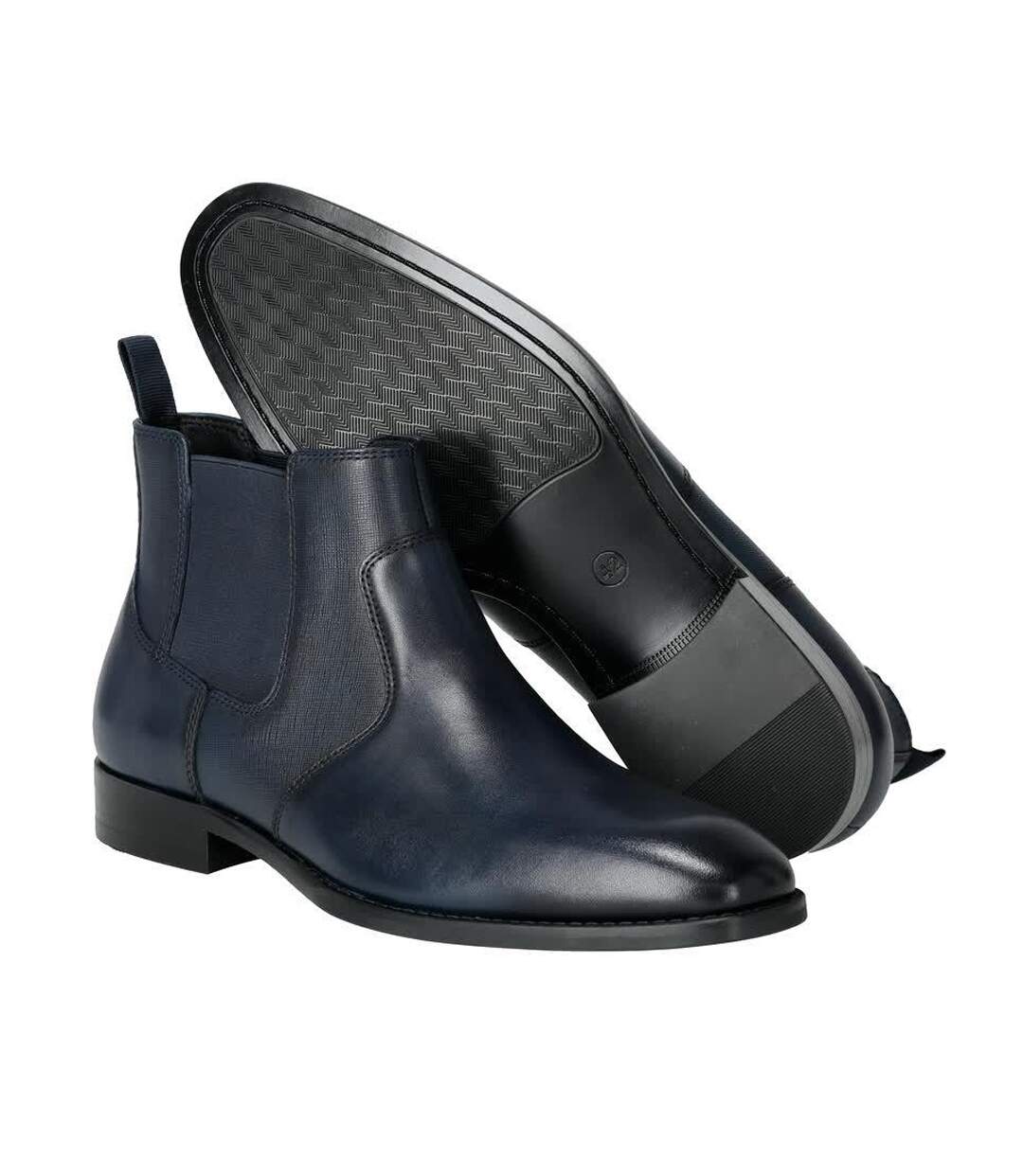 Mens Full Grain Leather Ankle Boots Dark Blue Mascot-2
