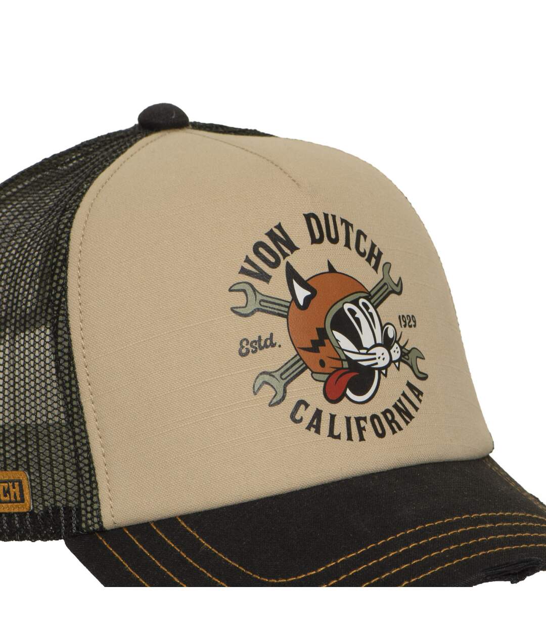 Casquette trucker filet effet usé avec print Crew Catlifornia Vondutch-3