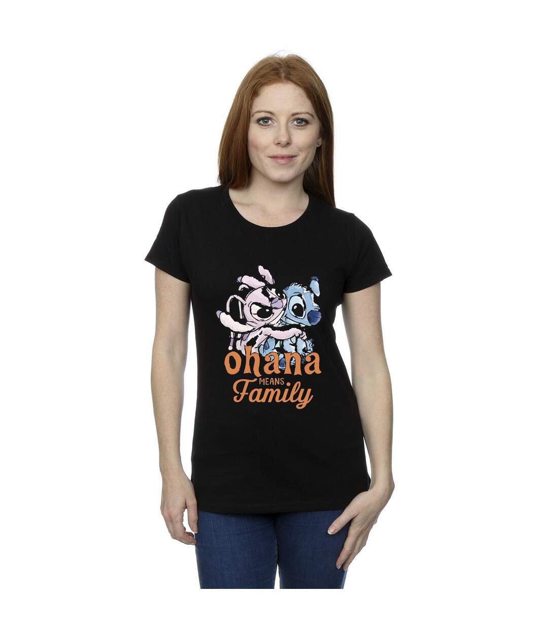Disney Femmes/Les femmes Lilo And Stitch Ohana Angel Hug T-Shirt en coton (Noir) - UTBI25761-2