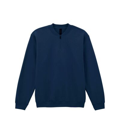 Unisex adult softstyle midweight quarter zip sweatshirt navy Gildan