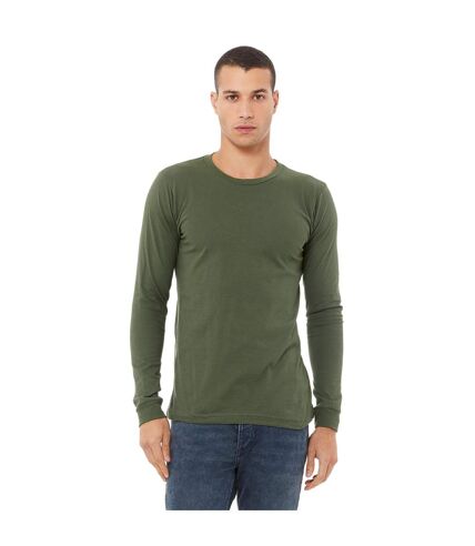 Unisex adult jersey long-sleeved t-shirt military green Bella + Canvas