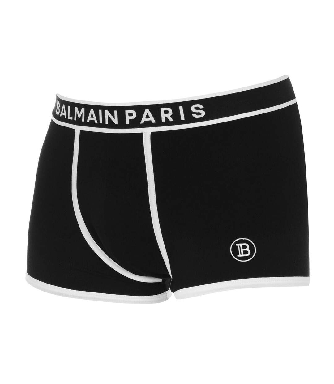 Mens Paris Logo Cotton Jersey Boxer Shorts Black White Balmain-3