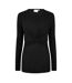 Womens/ladies Crew Neck Slim Long-sleeved Blouse Black Mamalicious-1