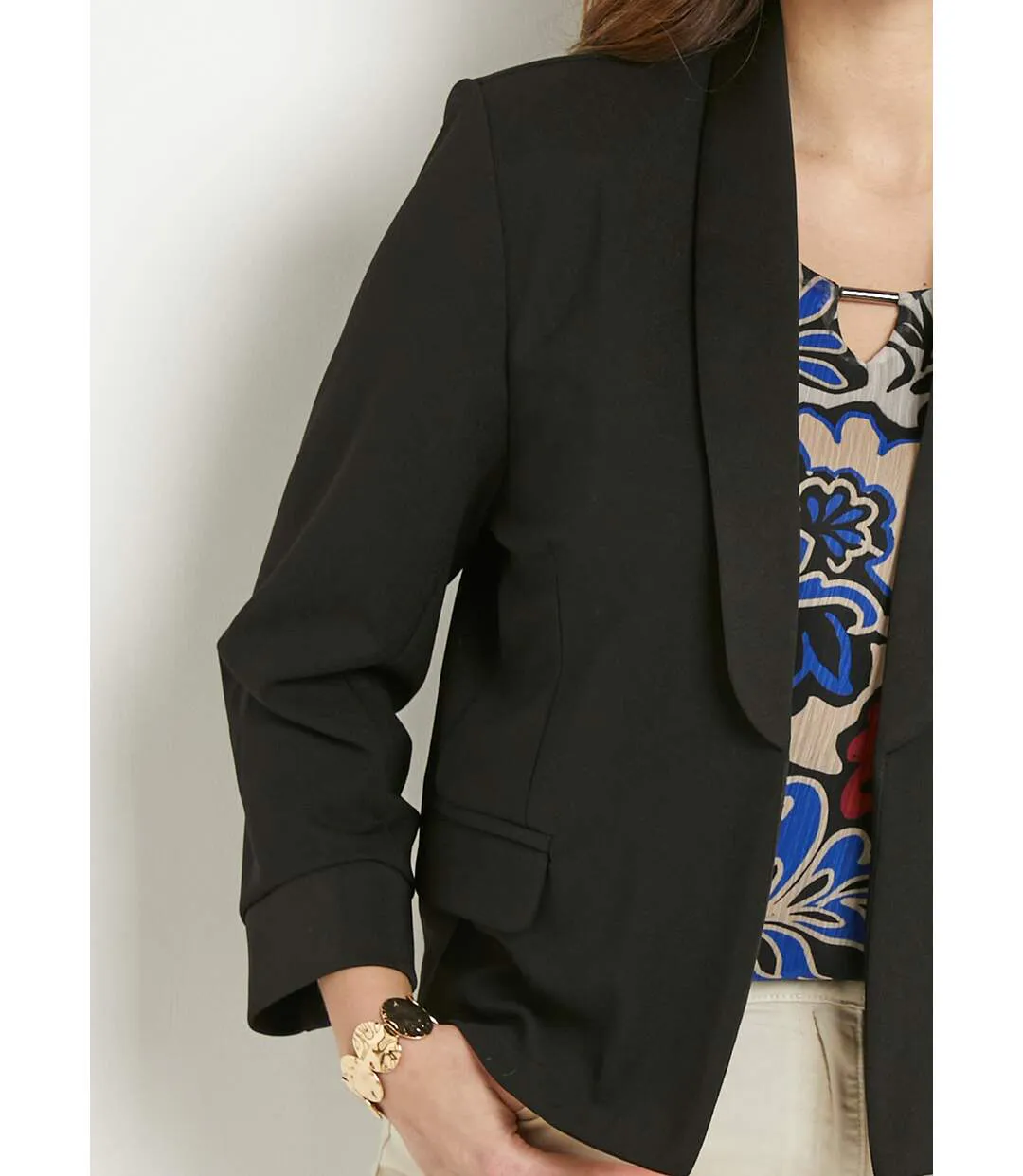Veste unie courte smocking manches 3/4-4